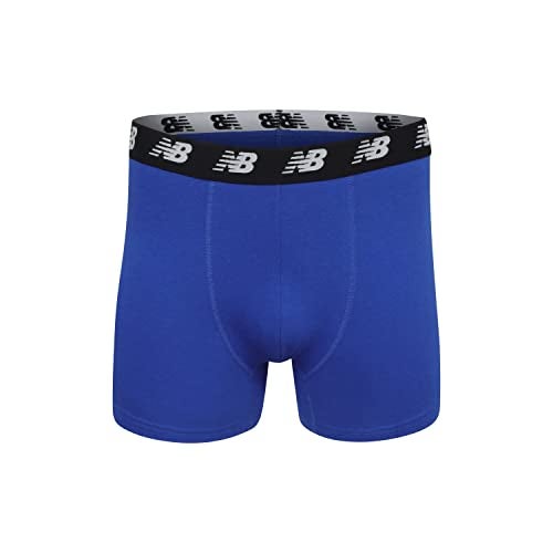 New Balance Men's No-Fly Cotton Performance Boxer Briefs, 5 Inch Inseam (3 Pack), Black/Blue/Dark Heather, X-Large - Image 4