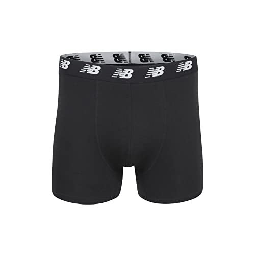 New Balance Men's No-Fly Cotton Performance Boxer Briefs, 5 Inch Inseam (3 Pack), Black/Blue/Dark Heather, X-Large - Image 2