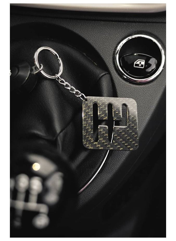 crbn - Gear Shifter Real Carbon Fiber Keychain Twill - Image 1