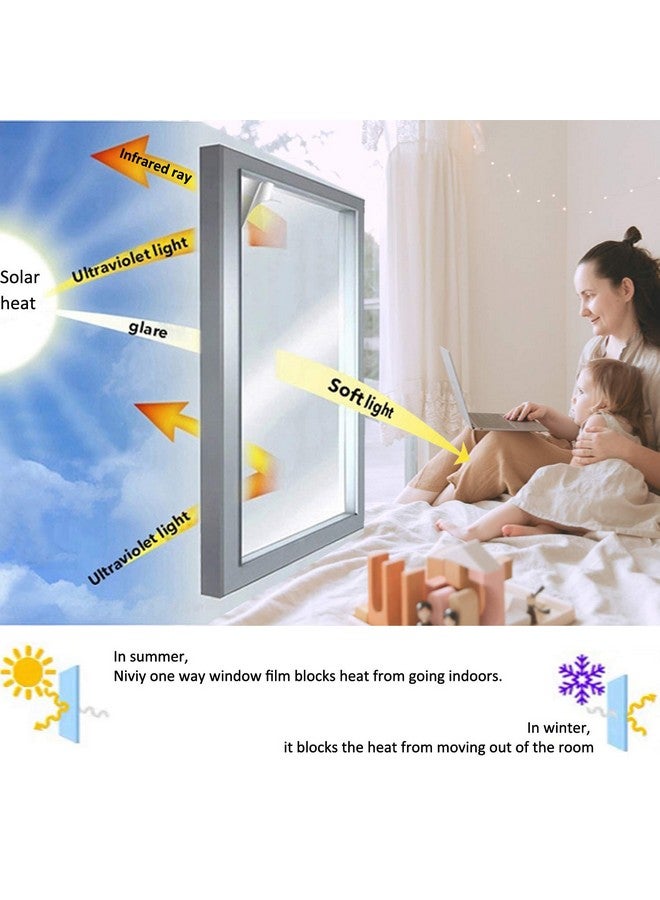 Niviy Niviy One Way Window Film Daytime Privacy Mirror Effect Reflective Window Tint for Home Self Adhesive UV Sun Blocking Heat Control Glass Door Films 17.5 x 78.7 inches Silver  - Image 4