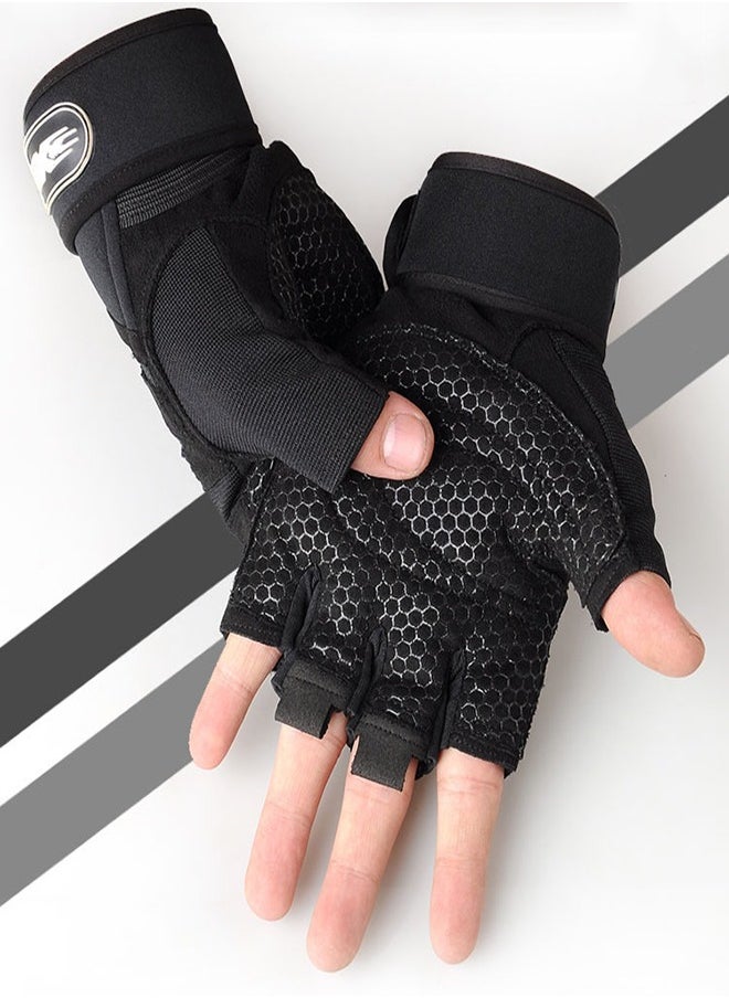 0TO1 TECH Weightlifting Gym Gloves Heavyweight Exercise Weight Lifting Gloves Body Building Training Sport Fitness Gloves(L)  - Image 1