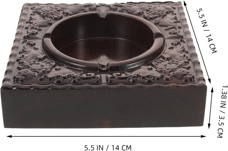 Ebony Wood Ashtray Square Smokeless Ash Holder with Lid Windproof Design for Indoor Outdoor Patio Home Office Smoking Accessory - Image 2