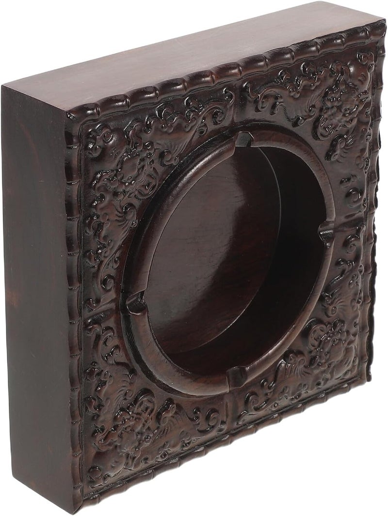 Ebony Wood Ashtray Square Smokeless Ash Holder with Lid Windproof Design for Indoor Outdoor Patio Home Office Smoking Accessory - Image 1