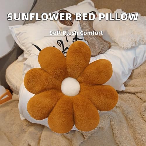 AVSHUB Flower Shaped Floor Pillow Cushion for Kids Room, Living Room, Bedroom, Luxury Kids Furnishing, Throw Pillow, Decorative Cushion, Nursery Décor Birthday Gift (Pack of 1) (Size 35 Cm) (Brown) - Image 3