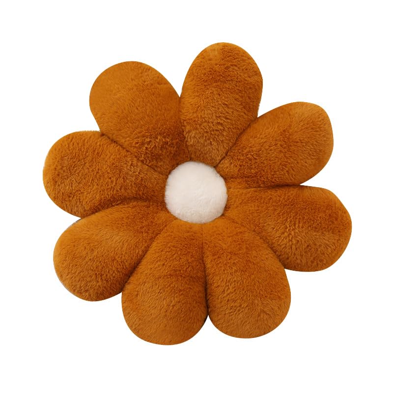 AVSHUB Flower Shaped Floor Pillow Cushion for Kids Room, Living Room, Bedroom, Luxury Kids Furnishing, Throw Pillow, Decorative Cushion, Nursery Décor Birthday Gift (Pack of 1) (Size 35 Cm) (Brown) - Image 1