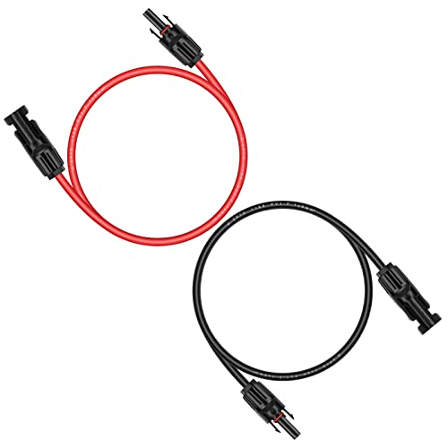 iGreely 3 Feet 10AWG Solar Extension Cable with Solar Panel Female and Male Connector Solar Panel Adapter (3FT Red + 3FT Black) - Image 1