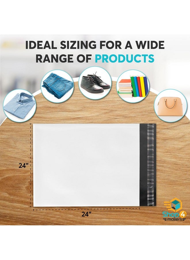 Shop4Mailers 24 X 24 Glossy White Plastic Self Seal Poly Mailer Flat Bags Waterproof Shipping Envelope 2.17 Mil For Apparel Clothes Shirts Books Permanent Adhesive Seal (50 Pack)  - Image 3