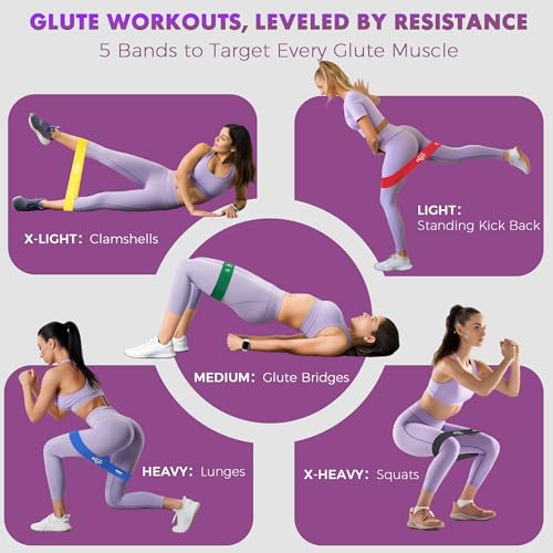 WSAKOUE Fabric Resistance Bands for Working Out – 5 Booty Bands for Women & Men, Exercise Workout Bands for Legs, Hips & Glutes – Ideal for Home Fitness, Yoga, Pilates & Rehab - Multicolor - Image 5