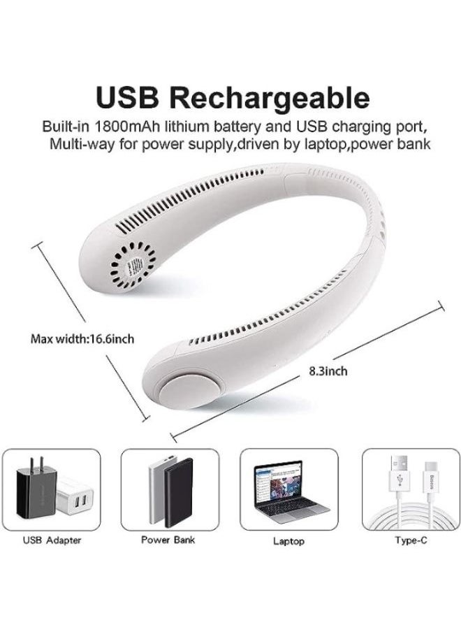 Generic USB Rechargeable Portable Neck Fan with 3 Wind Speed for Traveling Office Sports  - Image 2