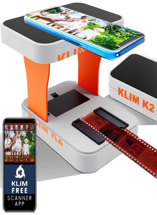 KLIM K2 Mobile Film Scanner 35mm - Free APP - Positive & Negative Converter, Slide & Photo Digitizer, 35mm Color Developing Kit Essential - Top Choice for Preserving Old Photos - Orange & Grey - Image 1