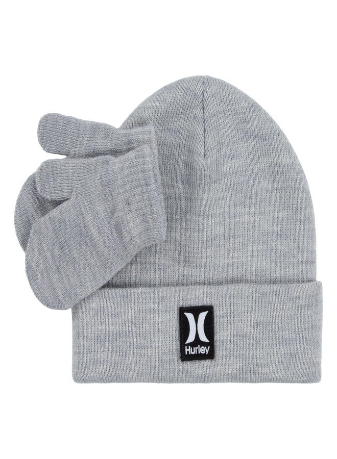 Hurley طقم قبعة وقفازات للأطفال من هيرلي، رمادي داكن، 2/4 سنوات - Image 2
