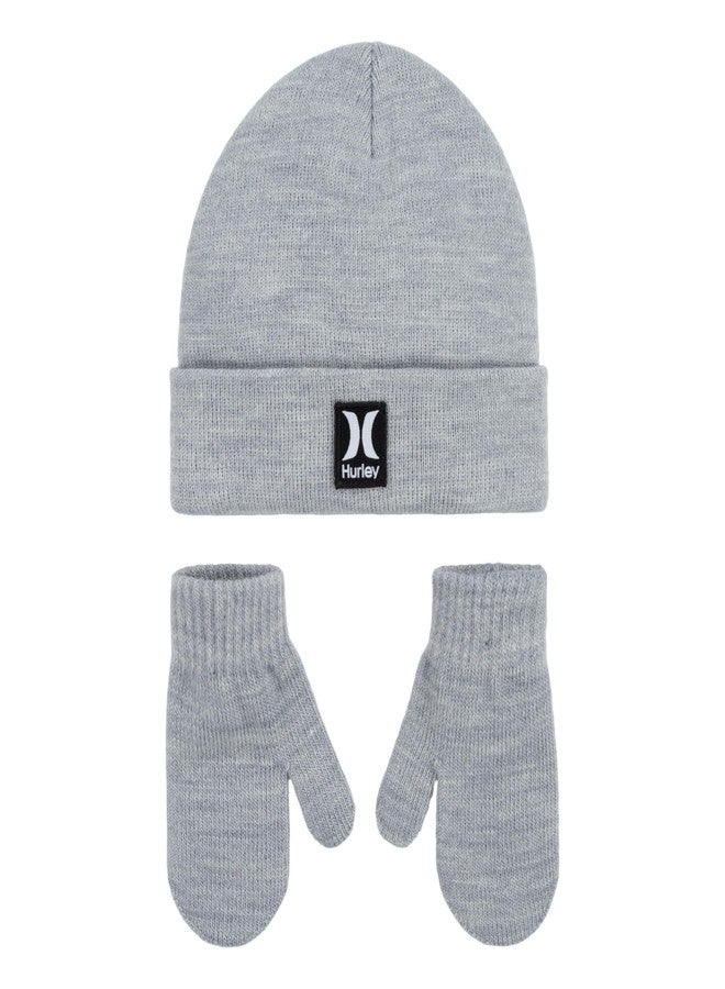 Hurley طقم قبعة وقفازات للأطفال من هيرلي، رمادي داكن، 2/4 سنوات - Image 1