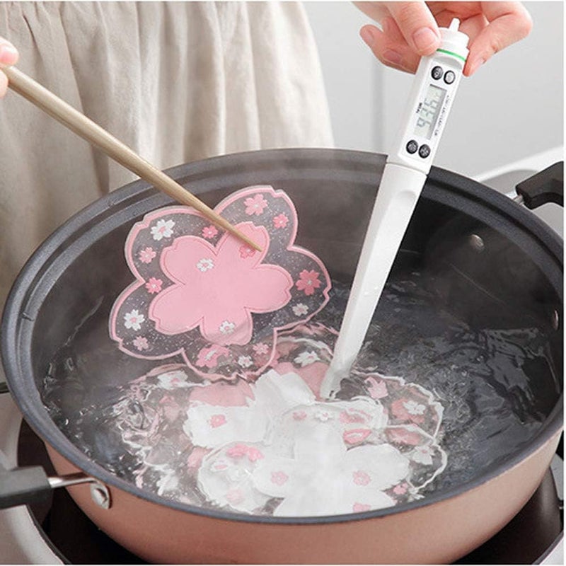 Binoster Sakura Coasters Set of 4 Kawaii Cup Mat Anti-Skid Pot Bowl Pad Placemats PVC Cherry Blossom Coaster for Drinks Coffee Table Cute Room Home Kitchen Decor Kawaii Desk Accessories(4.3in) - Image 4
