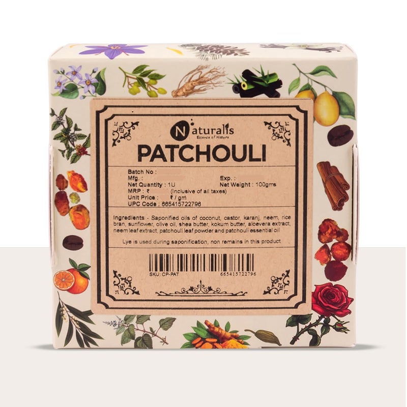 Naturalis Patchouli Soap  Handmade Organic Soap Infused with Pure Patchouli Oil for Deep Cleansing Skin Hydration Soothing Care Natural Glow 100g - Image 1