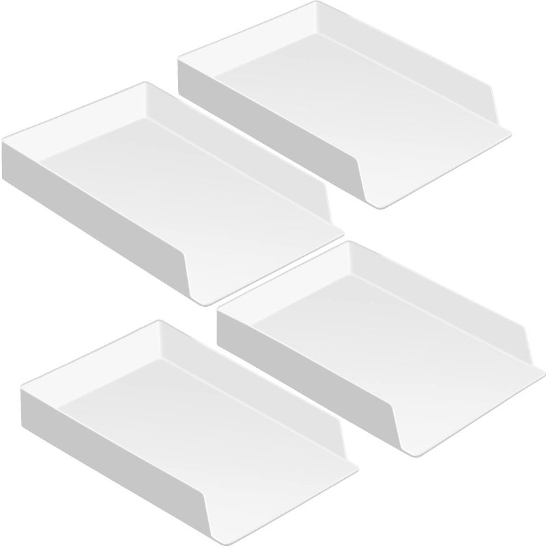 4 Pcs Stackable Desk Organizer Trays Rectangular Plastic Desk Holder Desktop Letter Tray File Organizer Paper File Magazine Office Organization for Desktop