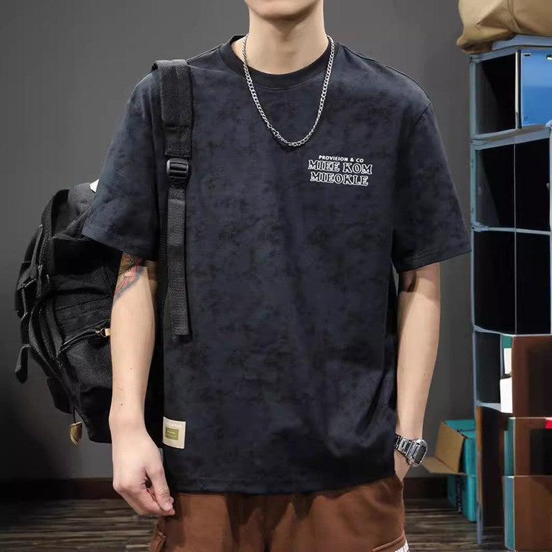 Summer tide brand 240g heavy cotton short sleeve T-shirt men's loose large size American retro handsome ins round neck half sleeve - Image 5