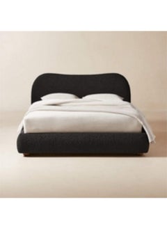 Homzmart Compressed wood and Boucle Single Bed 115x120x200 cm - Black  - Image 2