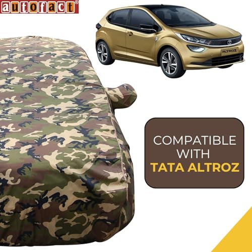 Autofact 100% Waterproof Car Body Cover Compatible with Tata Altroz (2020 to 2023), with Mirror Pockets, 4 x 4 American Matty, Long Lasting Strong Durable Material, Camouflage Army Look - Image 2