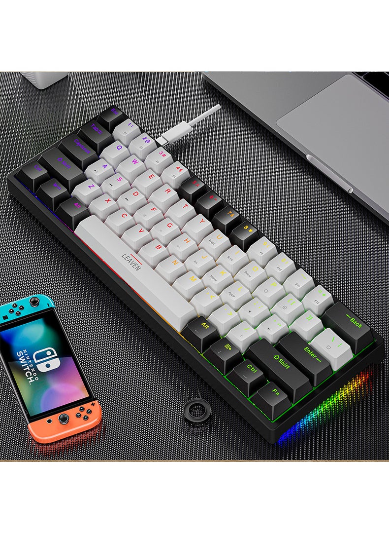Generic - K620 E-sports Wired Mechanical Keyboard TYPE-C Hot Plug RGB Luminous Green Axis Game Bluetooth Mechanical Keyboard Crack K28 blue green shaft upgrade (Bluetooth wired dual mode) - Image 1