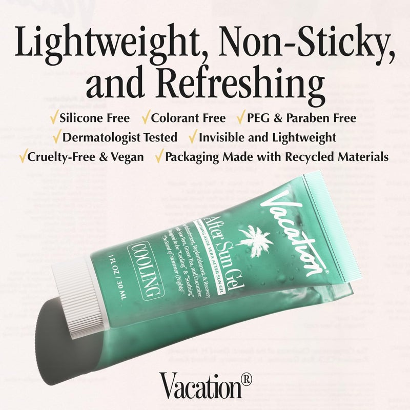 VACATION Mini After Sun Gel, Travel Size Soothing Aloe Vera Gel for Sunburn Relief, Hydrating & Cooling, Non-Sticky Aftersun Care, 1oz (Value Pack of 6) - Image 5