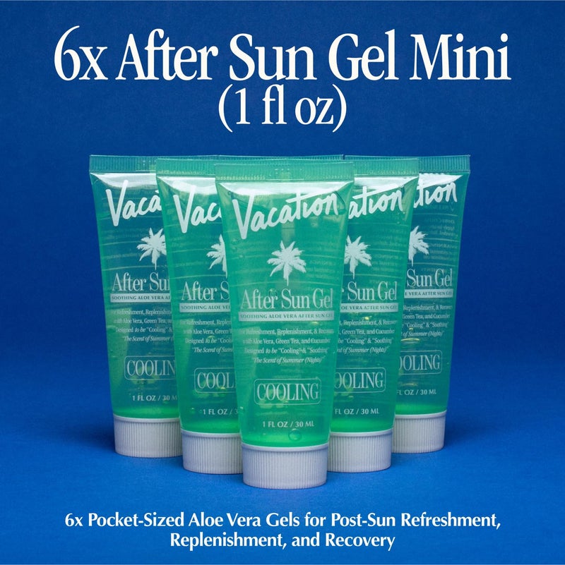 VACATION Mini After Sun Gel, Travel Size Soothing Aloe Vera Gel for Sunburn Relief, Hydrating & Cooling, Non-Sticky Aftersun Care, 1oz (Value Pack of 6) - Image 2