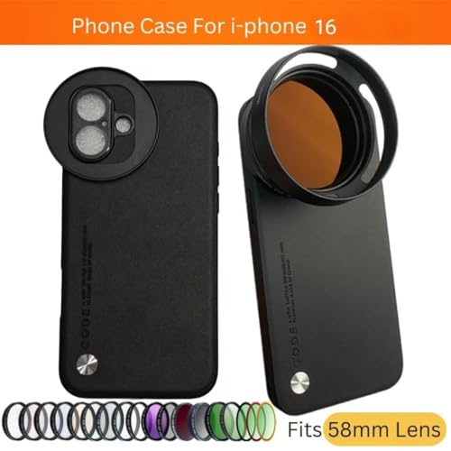 GetZget® Phone Case Compatible with iPhone 16 with Attachable 58mm Lens Nd Filter Aluminum Slot Mobile Cover Accessories(Lens Filter not Included) (Black) - Image 2