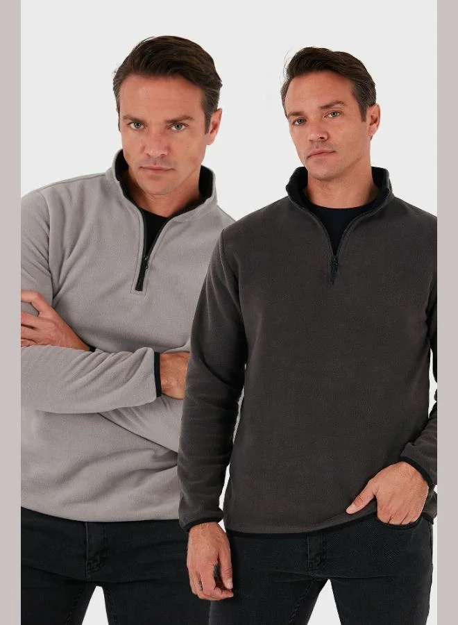 Buratti Slim Fit Half Zipper Stand Collar 2-Pack Polar Men's POLAR 5906003S2