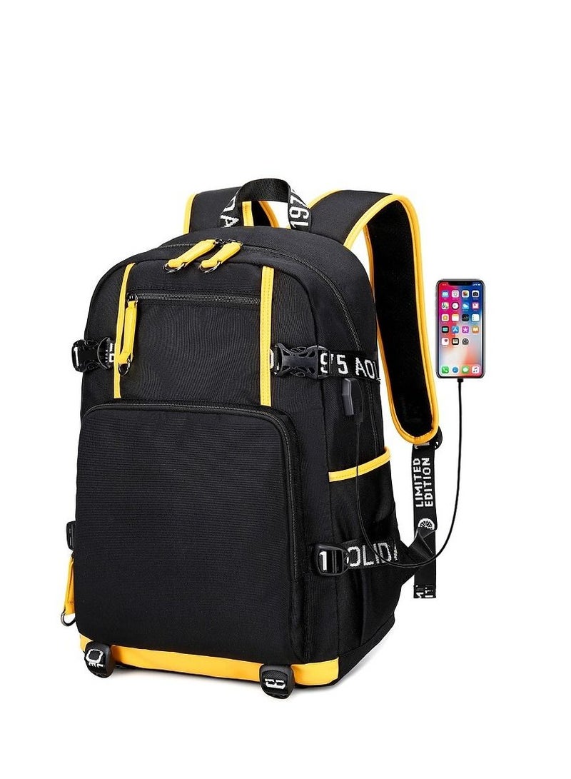 Aolida 1-Piece Men's Korean Version Backpack Minimalist Middle School Student Backpack Heat Transfer Printed Casual Men's Backpack - Image 2