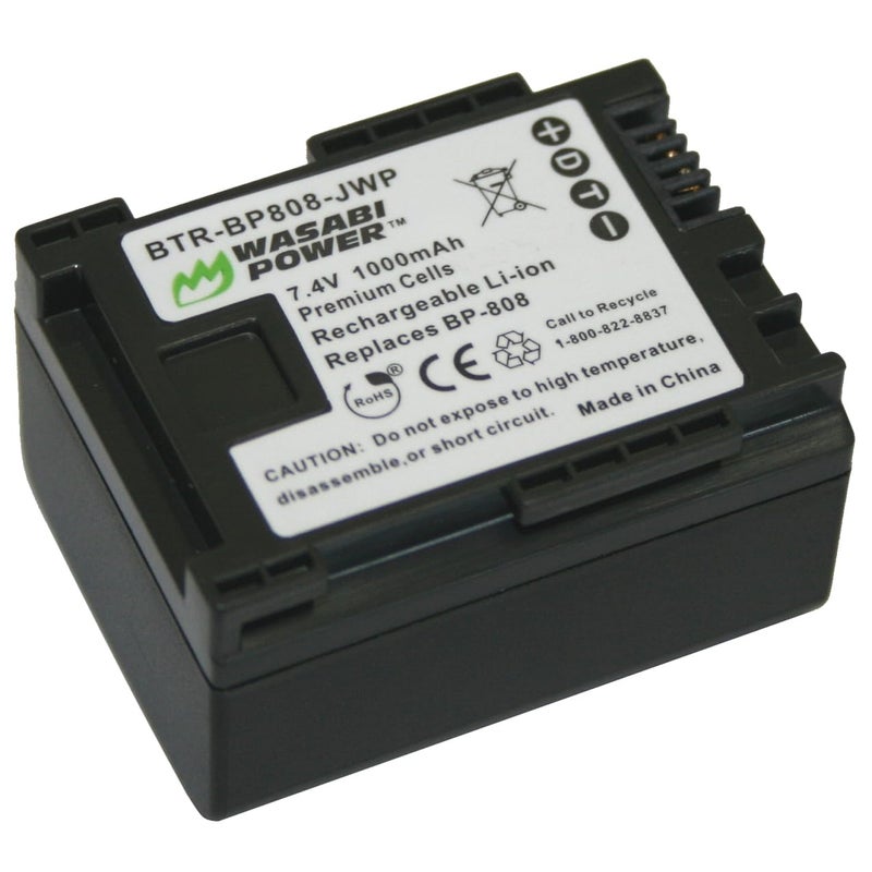 Wasabi Power Battery for Canon BP-808, BP-809 (1000mAh) and Canon FS21, FS22, FS31, FS40, FS200, FS300, FS400, VIXIA HF G10, HF G20, HF M30, HF M31, HF M32, HF M40, HF M41, HF M300, HF M400, and More - Image 5