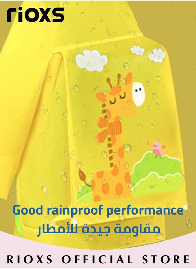 RIOXS Kids Boys Girls Toddler Raincoat With School Bag Cover Long Cartoon Rainwear Rain Ponchos With Hoods Rain Jacket Cape Reusable For Outdoor Climbing Cycling Hiking Camping  - Image 3