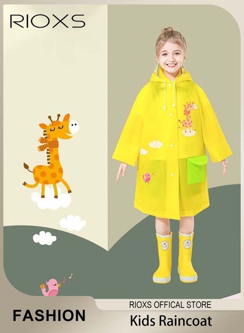 معطف واق من المطر للأطفال مع غطاء حقيبة مدرسية معطف واق من المطر طويل موضة الكرتون غطاء المطر مقنعين قابلة لإعادة الاستخدام للمشاهد في الهواء الطلق