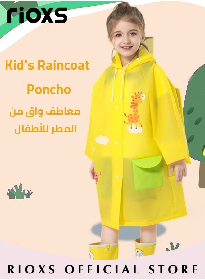 RIOXS Kids Boys Girls Toddler Raincoat With School Bag Cover Long Cartoon Rainwear Rain Ponchos With Hoods Rain Jacket Cape Reusable For Outdoor Climbing Cycling Hiking Camping  - Image 2