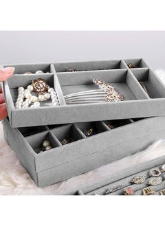 FALMER Set of 4 Jewelry Organizer for Drawers, Jewelry Display Case Storage Container for Earring Necklace Rings Bracelet with Removable Dividers -Grey  - Image 5