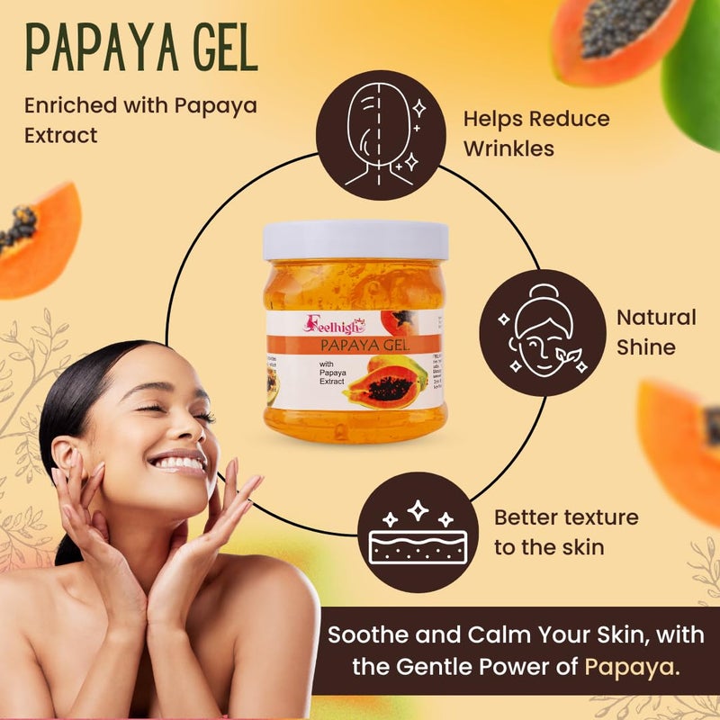 Feelhigh Papaya Skin Purifying Gel Combo Pack 4 Enriched with Papaya Extract 500ml Deep Cleansing Refreshing Facial Gel for All Skin Types Men Women - Image 2