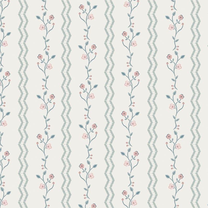 Laura Ashley Blencow Stripe Dark Duck Egg Blue Wallpaper