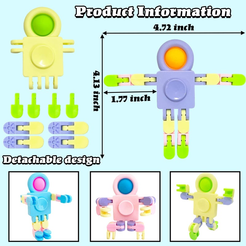 Eerrhhaq 20 Pcs Funny Sensory Fidget Toys,Transformable Chain Robot Finger Toy,Stress Relief Fingertip Gyro Toys for Party Favors,Gifts,Classroom Supplies Prizes - Image 2