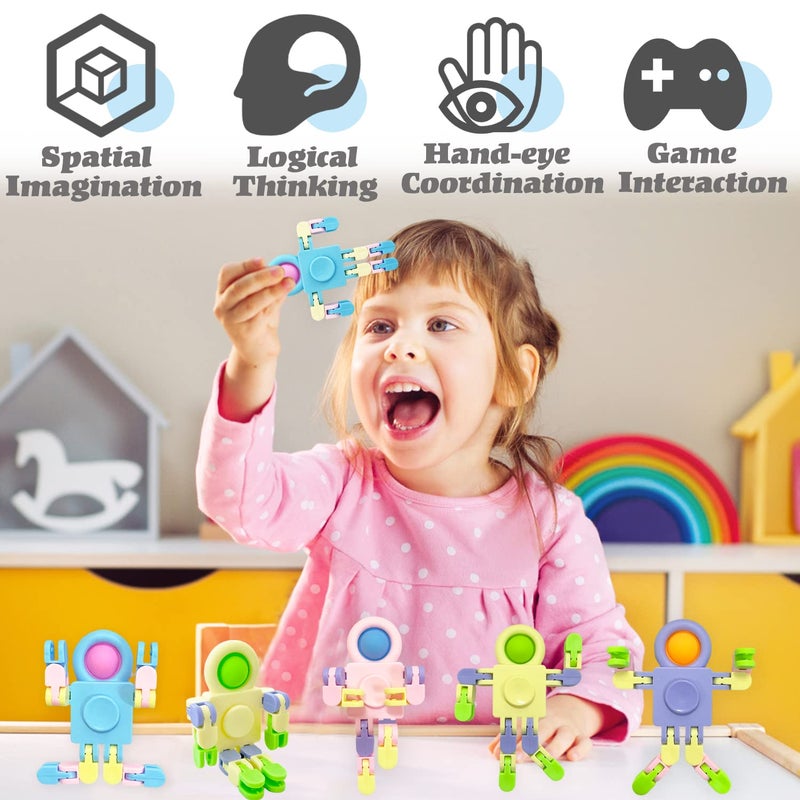 Eerrhhaq 20 Pcs Funny Sensory Fidget Toys,Transformable Chain Robot Finger Toy,Stress Relief Fingertip Gyro Toys for Party Favors,Gifts,Classroom Supplies Prizes - Image 5