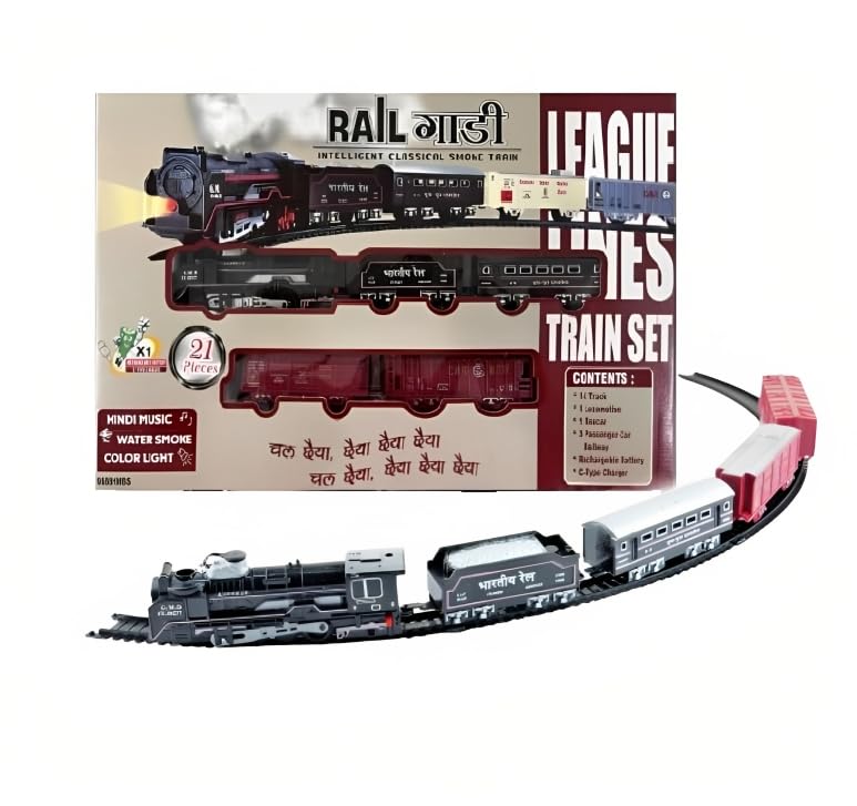 Braintastic Smoke Train Toy Set with Sound and Music (Rail Gaadi 21 pcs) - Image 1