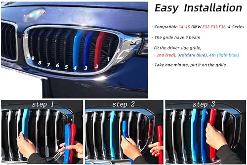 RPERZ Grille color stripes compatible with bmw accessories 4 Series 2014-2019 F32 F33 F36 9-Beam - Image 3
