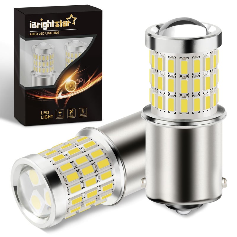 iBrightstar 1156 LED Bulb White BA15S 1141 Camper Rv LED Lights Bulbs Super Bright for Back Up Reverse Lights Brake Tail Lights Turn Signal Lights 2 Pack