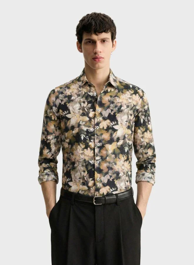 The Indian Garage Co Men Slim Fit Printed Round Neck Full Sleeves Shirt