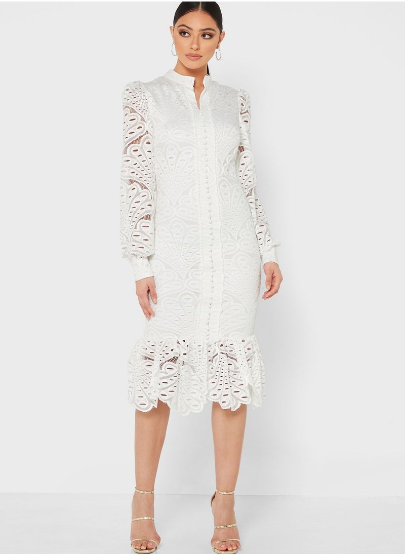 Ella Limited Edition Eyelet Lace Detail Fit & Flare Dress  - Image 1