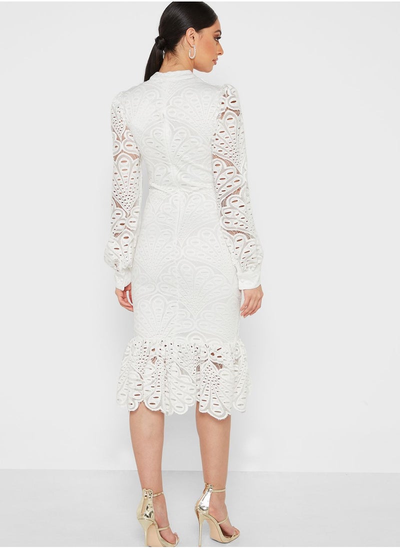 Ella Limited Edition Eyelet Lace Detail Fit & Flare Dress  - Image 2