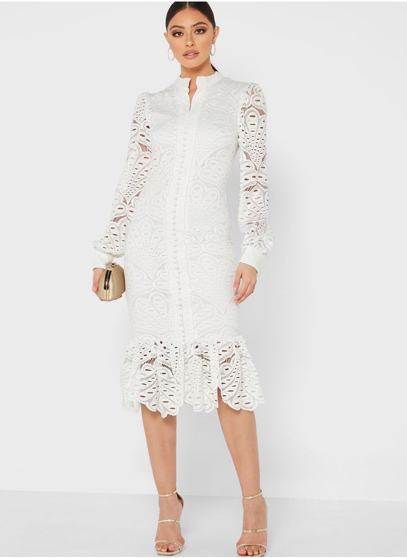 Ella Limited Edition Eyelet Lace Detail Fit & Flare Dress  - Image 4