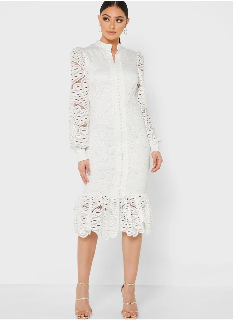 Ella Limited Edition Eyelet Lace Detail Fit & Flare Dress