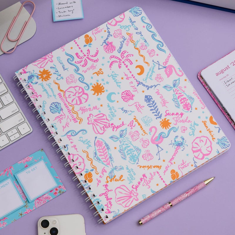 Lilly Pulitzer Large Hardcover Spiral Notebook, 11" x 9.5" with 160 College Ruled Pages (Summer Serenade) - Image 5