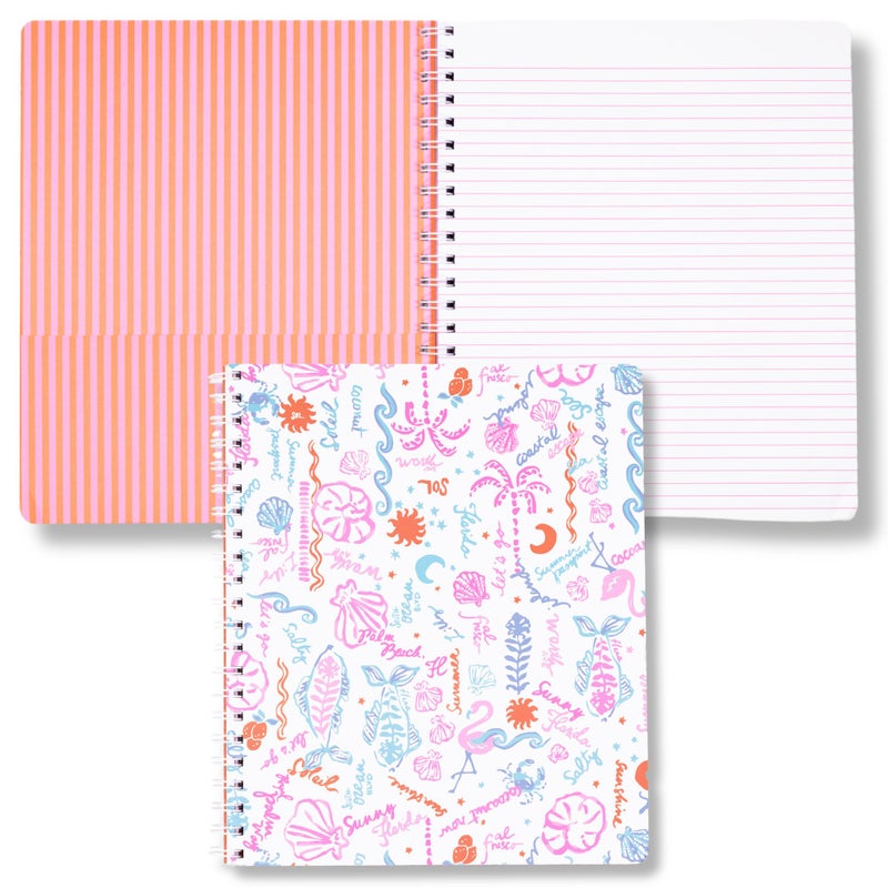 Lilly Pulitzer Large Hardcover Spiral Notebook, 11" x 9.5" with 160 College Ruled Pages (Summer Serenade) - Image 1