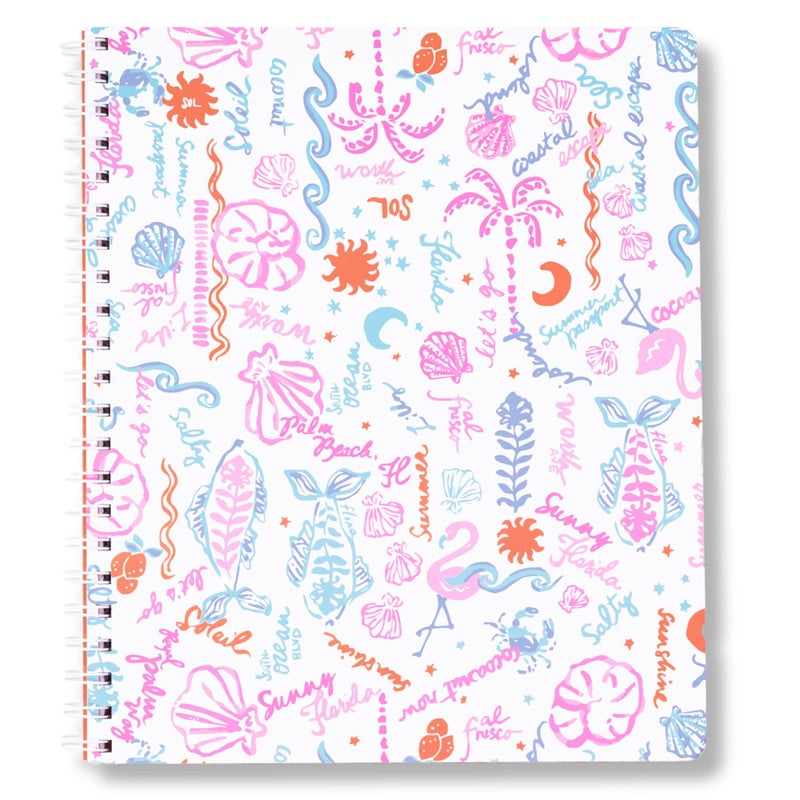 Lilly Pulitzer Large Hardcover Spiral Notebook, 11" x 9.5" with 160 College Ruled Pages (Summer Serenade) - Image 2