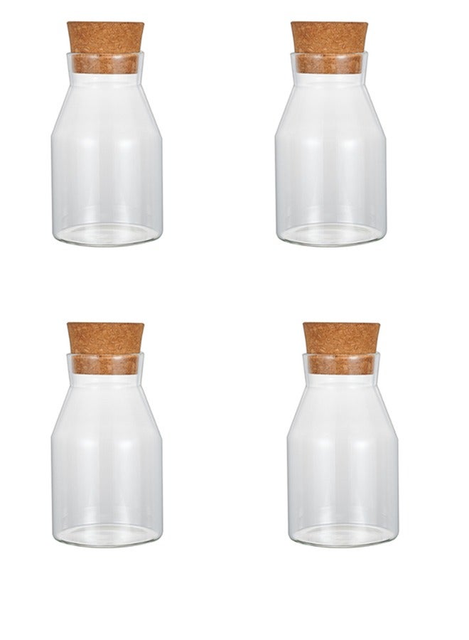 JCB CHIC 4 عبوات برطمانات تخزين زجاجية بغطاء محكم من الخيزران، عبوات زجاجية للمطبخ سعة 600 مل، حاوية شفافة لتخزين حبوب القهوة والبضائع الجافة والبسكويت والحلوى والشاي والتوابل وغيرها - Image 1