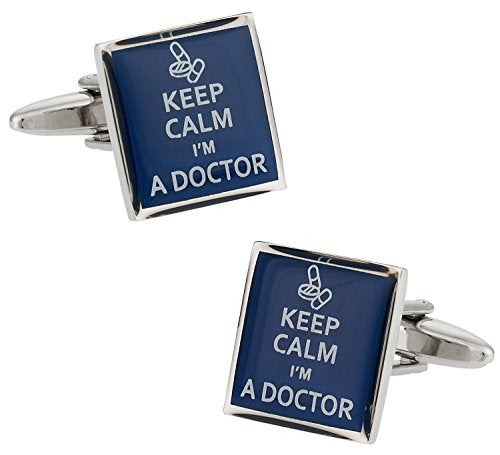 Cuff-Daddy Keep Calm Doctor Cufflinks with Mens Travel Presentation Idea Box Novelty Funny Cuff Links - Image 1